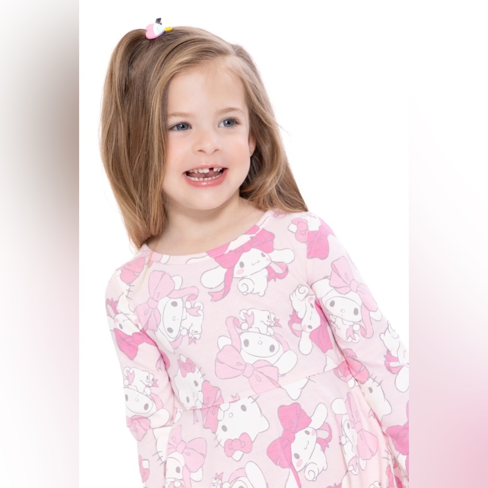 Hello Kitty & Cinnamoroll Sanrio Toddler Long Sleeve Dress NWT 12M–5T - Picture 4 of 4